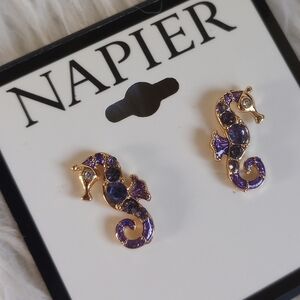 Napier Purple Seahorse Earrings